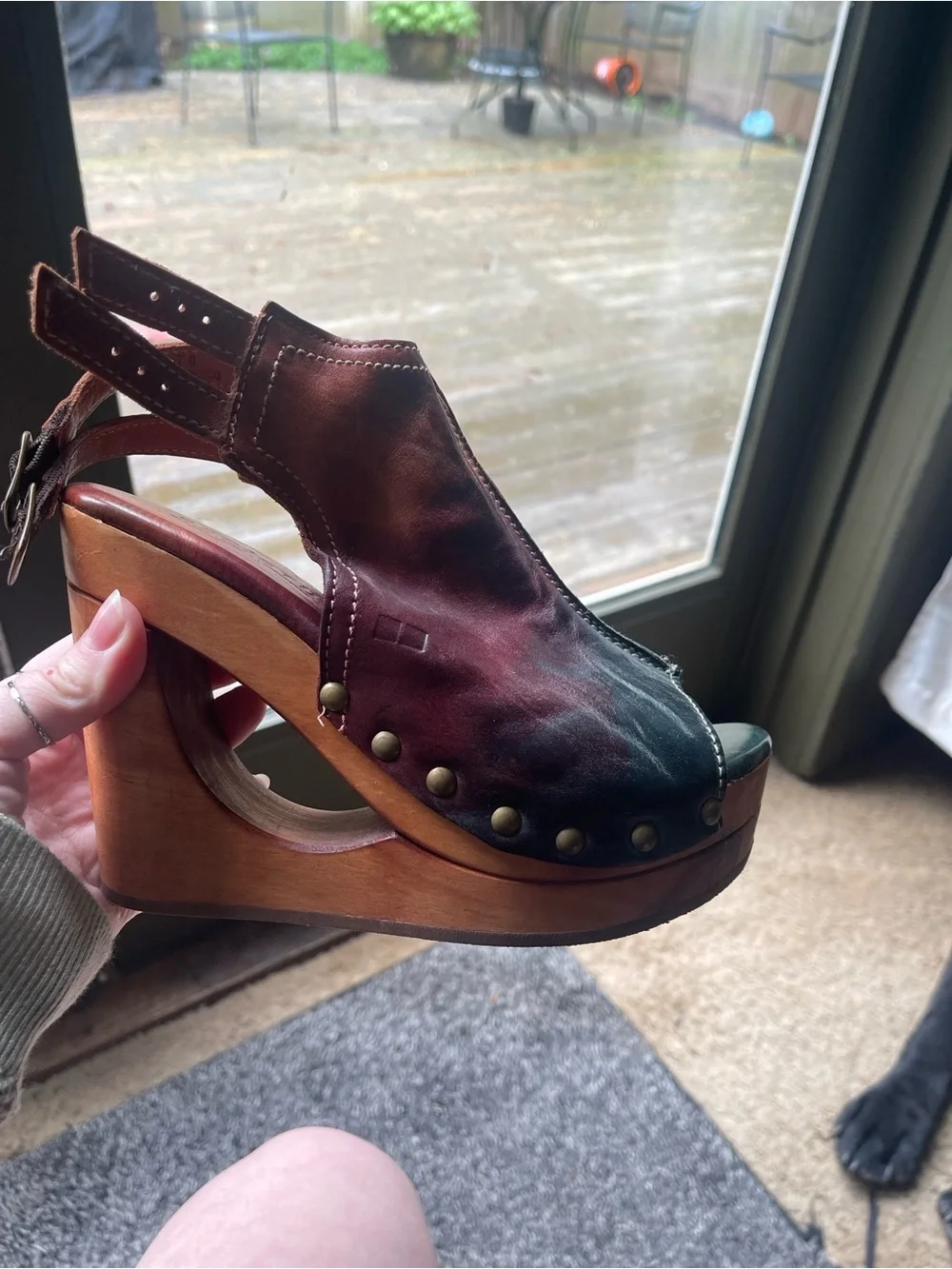 Bed Stu Imelda Bird of Paradise Learher Platform Wedge Slingbacks